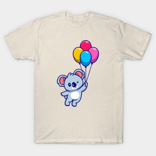 Cute Koala Floating With Balloon T-Shirt